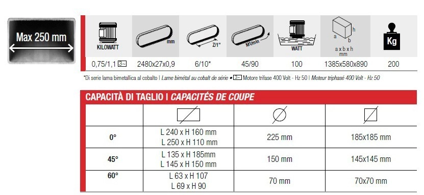 Scie à Ruban Stationnaire Métal FEMI Descente Automatique - Coupe Max. 225mm - N250DAXL 4 Scie à Ruban Stationnaire Métal FEMI Descente Automatique - Coupe Max. 225mm - N250DAXL – Image 2